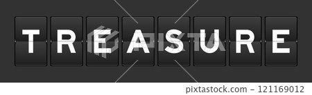 Black color analog flip board with word treasure on gray background 121169012