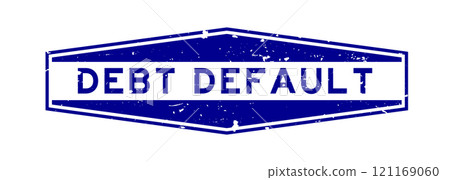 Grunge blue debt default word hexagon rubber seal stamp on white background Grunge blue debt default word hexagon rubber seal stamp on white background 121169060