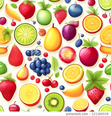 各種水果的重複無縫插畫素材 121169339