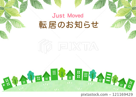 Moving greeting card postcard template Moving greeting card postcard template 121169429