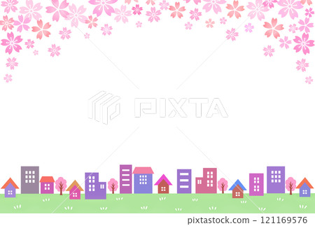 Cityscape, moving greeting card, new life 121169576