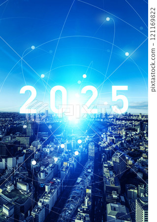 City and Network 2025 New Year Image Business New Year Card Material City and Network 2025 New Year Image Business New Year Card Material 121169822
