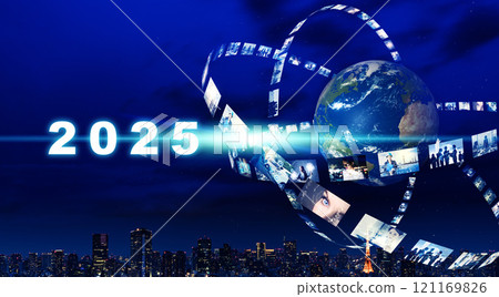 2025新年形像新年賀卡材料商業全球網絡 2025新年形像新年賀卡材料商業全球網絡 121169826