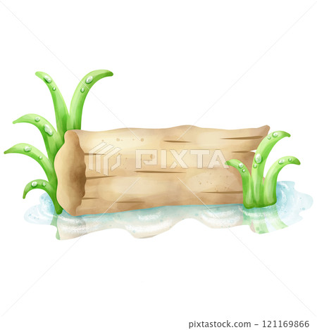 Logs in water, hand drawn watercolor 121169866