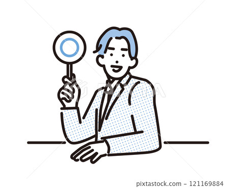 Simple illustration: A businessman giving a round sign 121169884