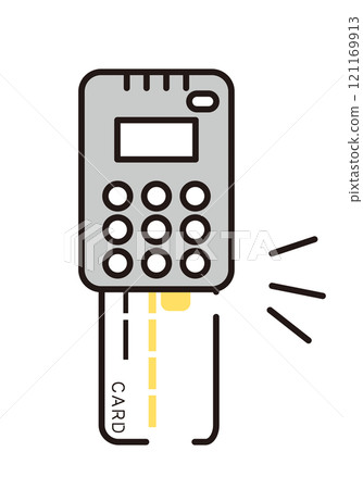 簡單插圖讀卡機和信用卡 121169913