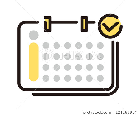 Simple illustration calendar and checkmark 121169914