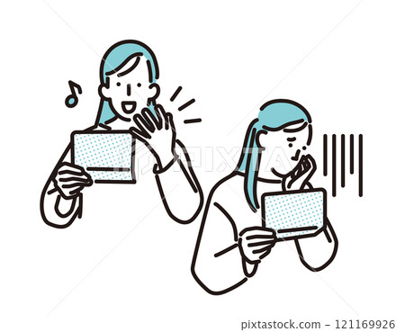 Simple illustration set of women checking tolls 121169926