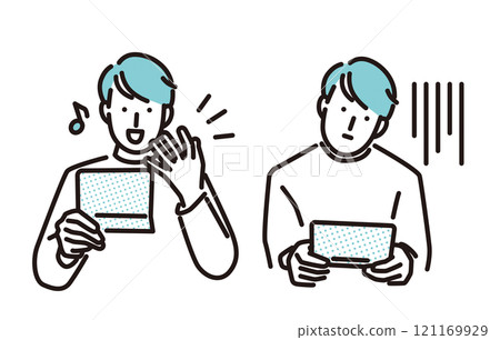 男人看著存摺的簡單插圖集 121169929