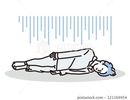 一個穿著睡衣的昏昏欲睡的男人的簡單例證 121169954
