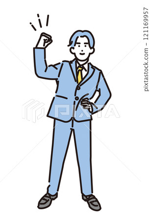 一個商人做拳頭泵的簡單插圖全身 121169957