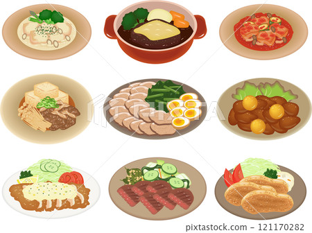 各種肉類菜餚套裝 各種肉類菜餚套裝 121170282