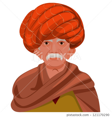 Indian old man. Indian villagers. sarpanch vector illustration. Indian farmer portrait Indian old man. Indian villagers. sarpanch vector illustration. Indian farmer portrait 121170290