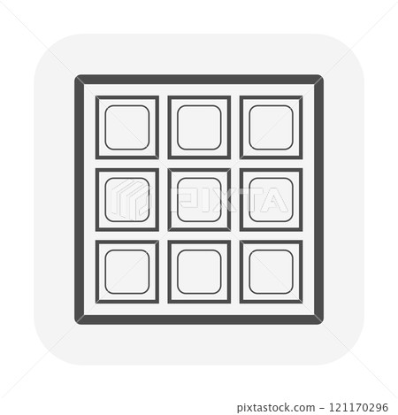 Glass block brick wall vector icon for kitchen, bathroom and shower room. Glass block brick wall vector icon for kitchen, bathroom and shower room. 121170296