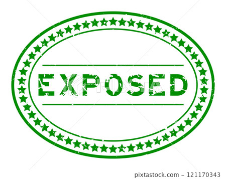 Grunge green exposed word oval rubber seal stamp on white background 121170343