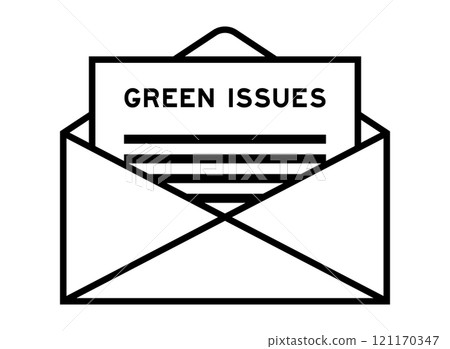 Envelope and letter sign with word green issues as the headline 121170347