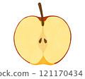 Illustration of a red apple cut in half 1 121170434