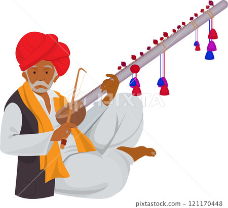 Indian folk musician, Vector design of artist playing folk music Indian folk musician, Vector design of artist playing folk music 121170448