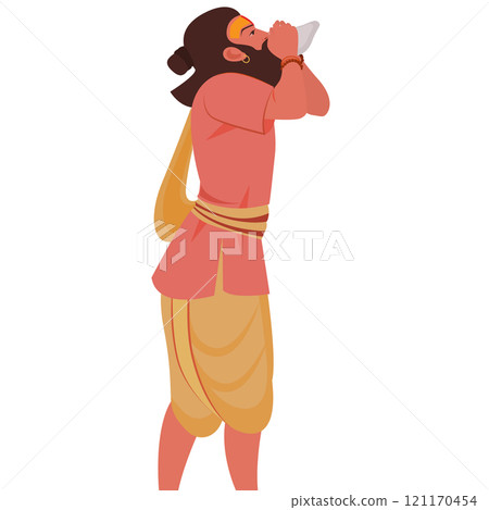 Indian priest Blowing Shankh, Indian pandit is Blowing Shankh Indian priest Blowing Shankh, Indian pandit is Blowing Shankh 121170454