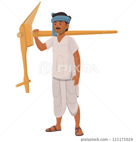 Farmer carrying wood plough, Indian agriculture, happy farmer day Farmer carrying wood plough, Indian agriculture, happy farmer day 121171029