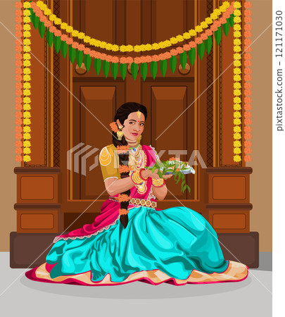 Indian women in traditional dress for a festival Indian women in traditional dress for a festival 121171030