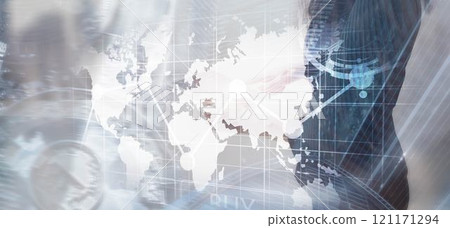 World map on abstract background. Mixed Media concept World map on abstract background. Mixed Media concept 121171294