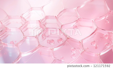 粉紅色背景上漂浮的液體和氣泡乳液/血清滲透圖像摘要 粉紅色背景上漂浮的液體和氣泡乳液/血清滲透圖像摘要 121171592