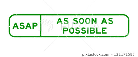 Grunge green ASAP as soon as possible word square rubber seal stamp on white background 121171595