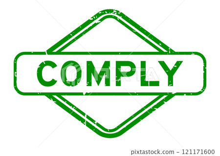 Grunge green comply word rubber seal stamp on white background 121171600