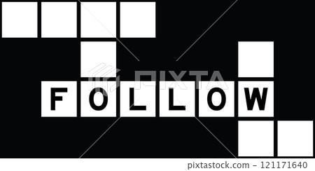 Alphabet letter in word follow on crossword puzzle background Alphabet letter in word follow on crossword puzzle background 121171640