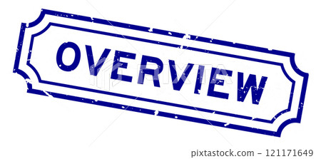 Grunge blue overview word rubber seal stamp on white background 121171649