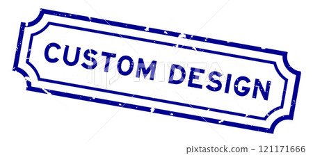 Grunge blue custom design word rubber seal stamp on white background 121171666
