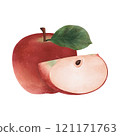 red apple with leaf isolated on white background 121171763