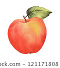 red apple with leaf isolated on white background 121171808