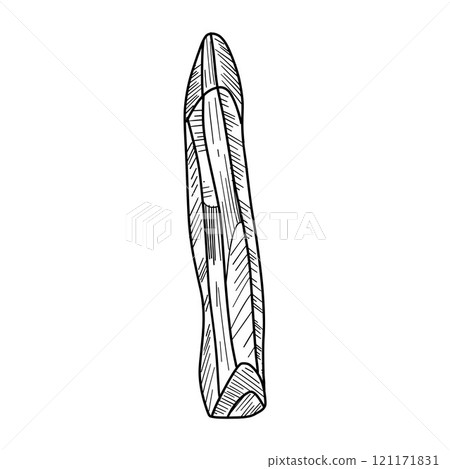 Hand-drawn crystal illustration with sharp lines and a monochrome palette, showcasing raw mineral textures perfect for geology, design, or minimalist decor Hand-drawn crystal illustration with sharp lines and a monochrome palette, showcasing raw mineral textures perfect for geology, design, or minimalist decor 121171831
