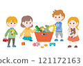 Children putting away toys 121172163