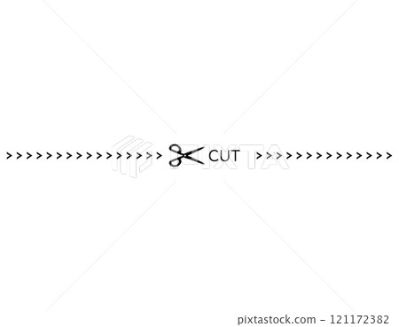 Illustration of scissors and cutting lines, dashed lines, dotted lines 121172382