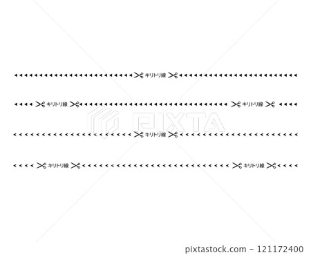 Illustration of scissors and cutting lines, dashed lines, dotted lines 121172400