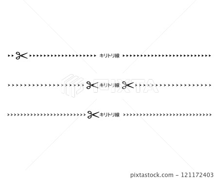 Illustration of scissors and cutting lines, dashed lines, dotted lines Illustration of scissors and cutting lines, dashed lines, dotted lines 121172403
