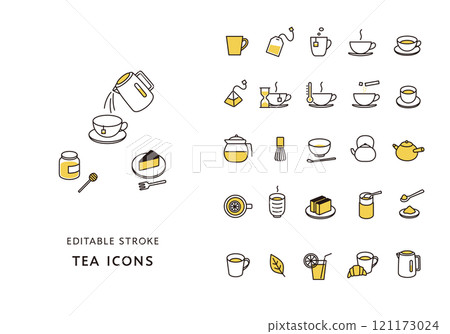 Tea related icon set (color) 121173024