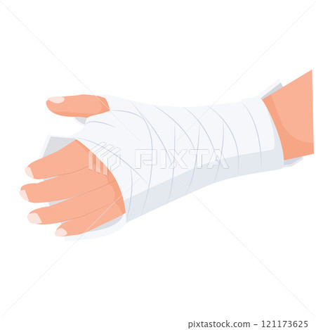 Wrist injuri, Bandaged hand to protect injured part of the body. Wrist injuri, Bandaged hand to protect injured part of the body. 121173625