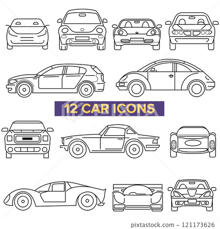 Car Icons, Simple Set of Car Related Vector Line Icons. Contains such Icons, Animated auto related icons Car Icons, Simple Set of Car Related Vector Line Icons. Contains such Icons, Animated auto related icons 121173626