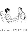 Doctor and patient in hospital, woman getting consultation 121173631