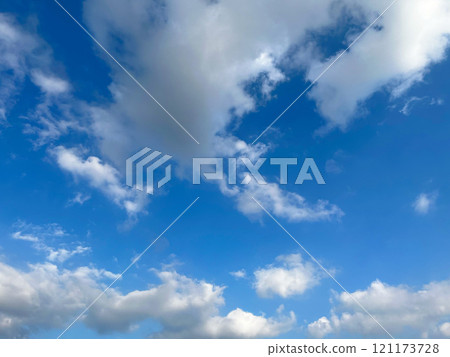 藍天與許多雲天空雲背景背景材料 121173728