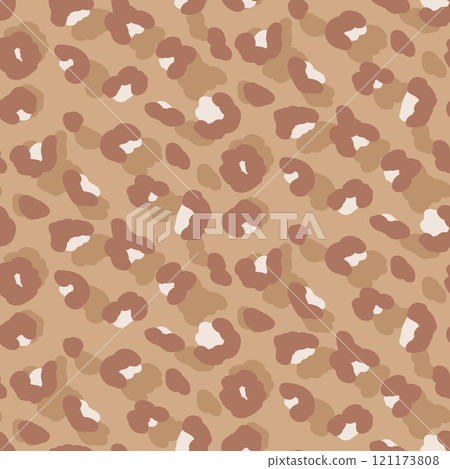 Leopard monochrome seamless pattern. Animal print neutral endless background. Cheetah skin texture repeat cover. Abstract jaguar fur continuous ornament. Pattern design camouflage. Vector illustration 121173808