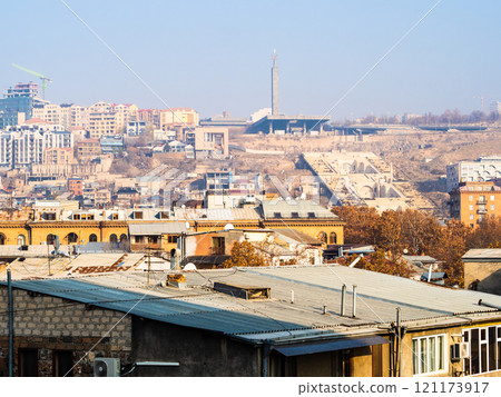 skyline of Yerevan city with Cacade monument skyline of Yerevan city with Cacade monument 121173917