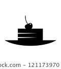 Cake slice icon in flat. Cherry cheesecake symbol 121173970
