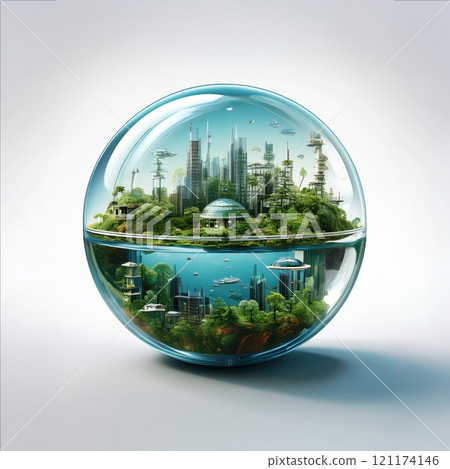 玻璃球內的未來城市 121174146