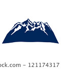 Mountain range with snow-capped peaks on white 121174317