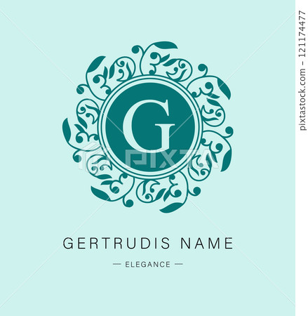 Botanical Logos. Monogram with Organic Plant Elements. 121174477